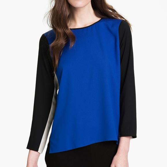 VINCE CAMUTO COLOR BLOCK TOP w/CONTRAST-PIPING - Picture 2 of 6